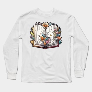 Open Book With Flowers Long Sleeve T-Shirt